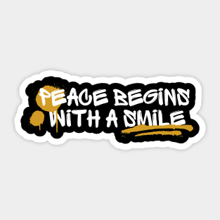 Black Typography Peace Begins With A Smile Sticker